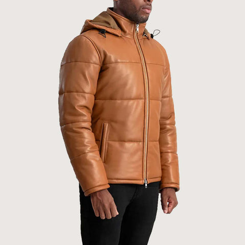 Gordon Tan LuxeShield Hooded Leather Puffe
