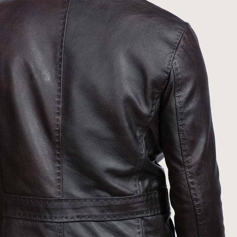 Viscose Lining Wine Black Leather Blazer