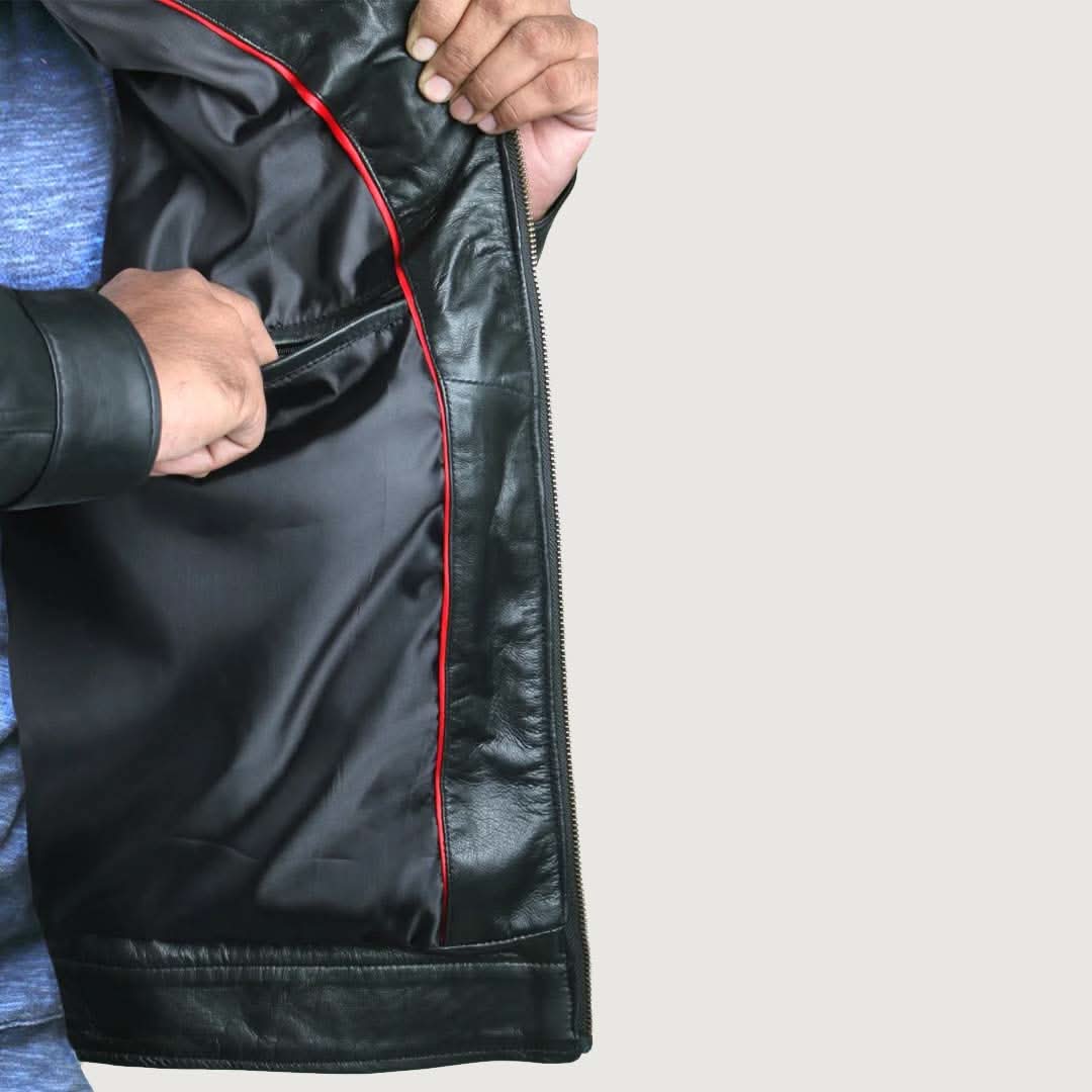 Men's Genuine Cow Rub Off Leather Coat (Trench Coat)