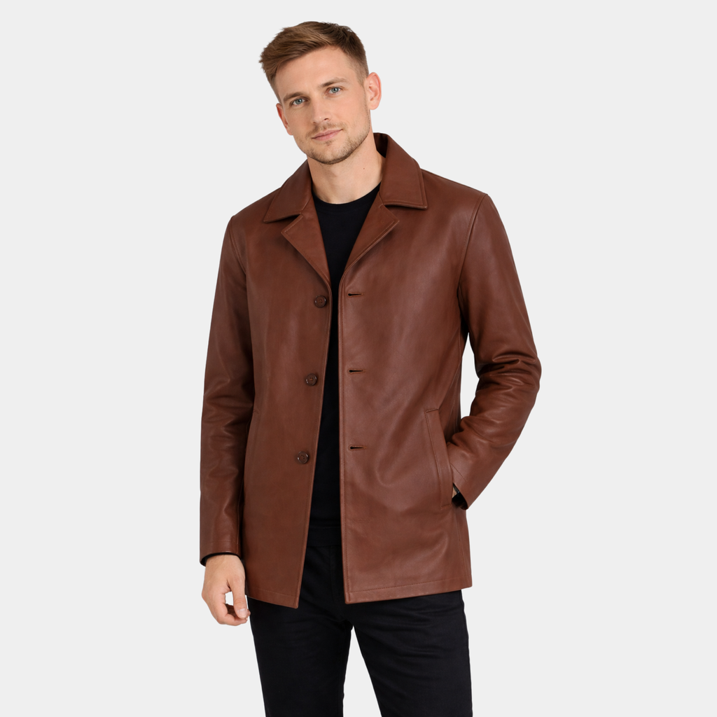 Urban Slate Brown Leather Coat