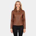 Vixen Brown Classic Collar Leather Jacket