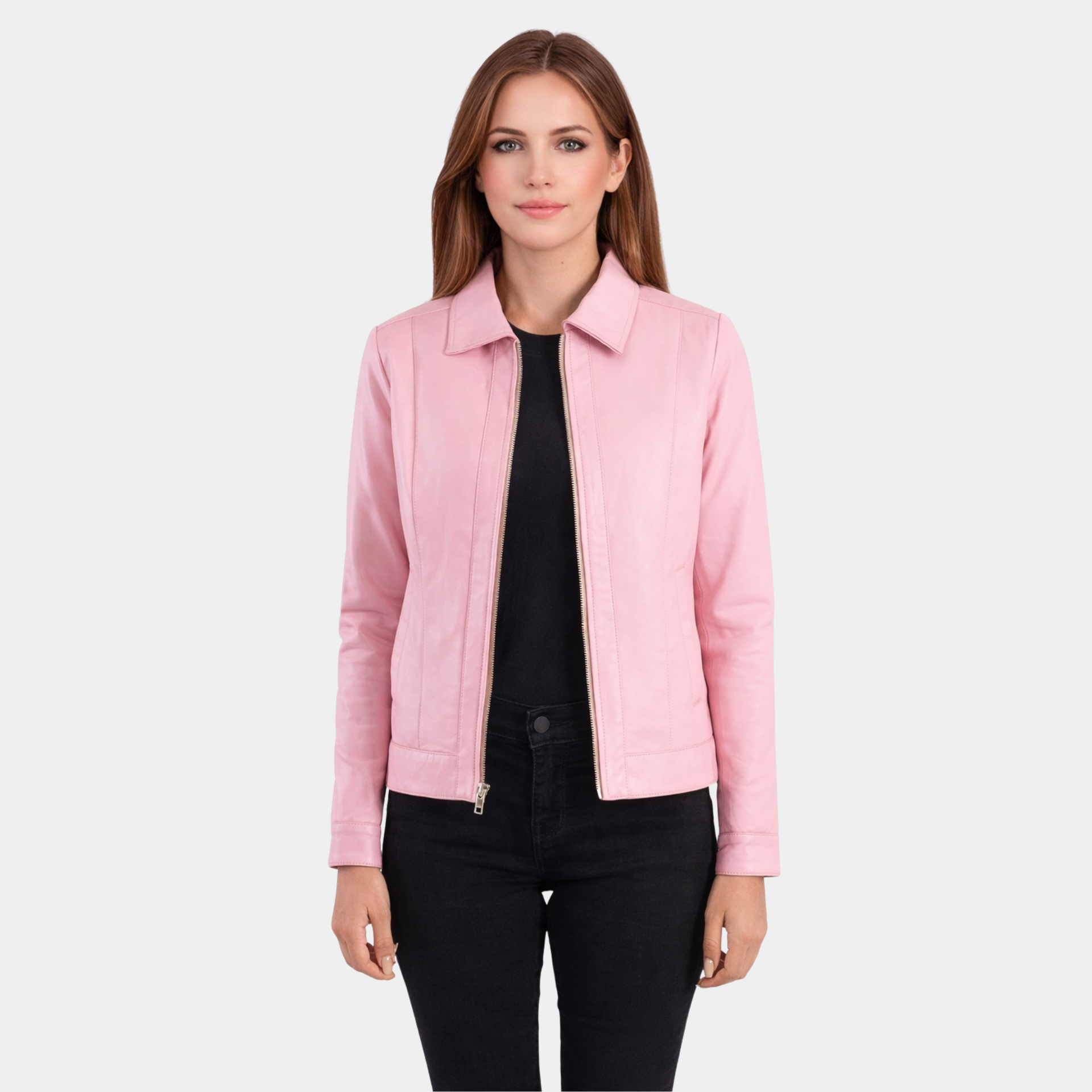 Vixen Pink Classic Collar Leather Jacket – LeathrX