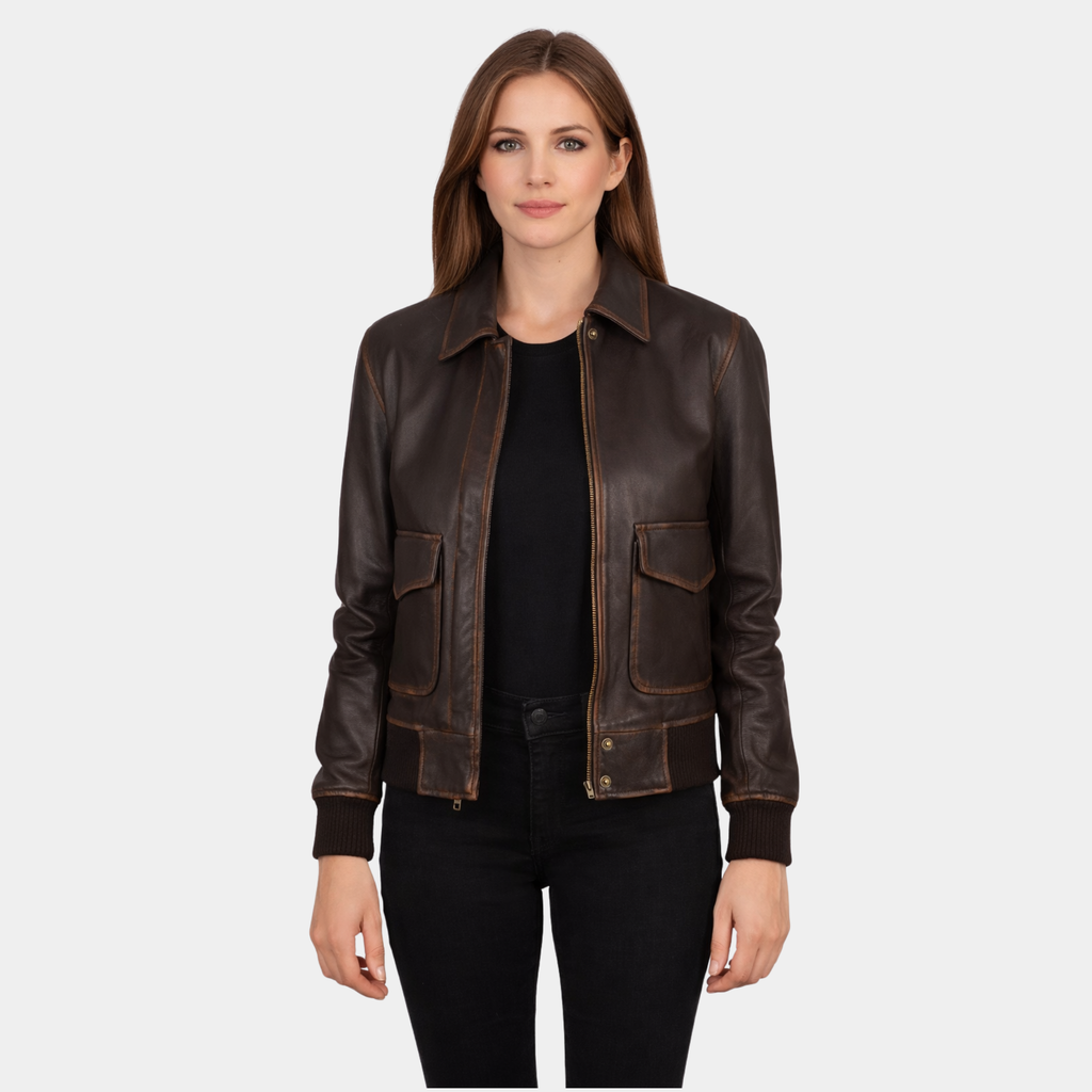 Westa A-2 Brown Leather Bomber Jacket