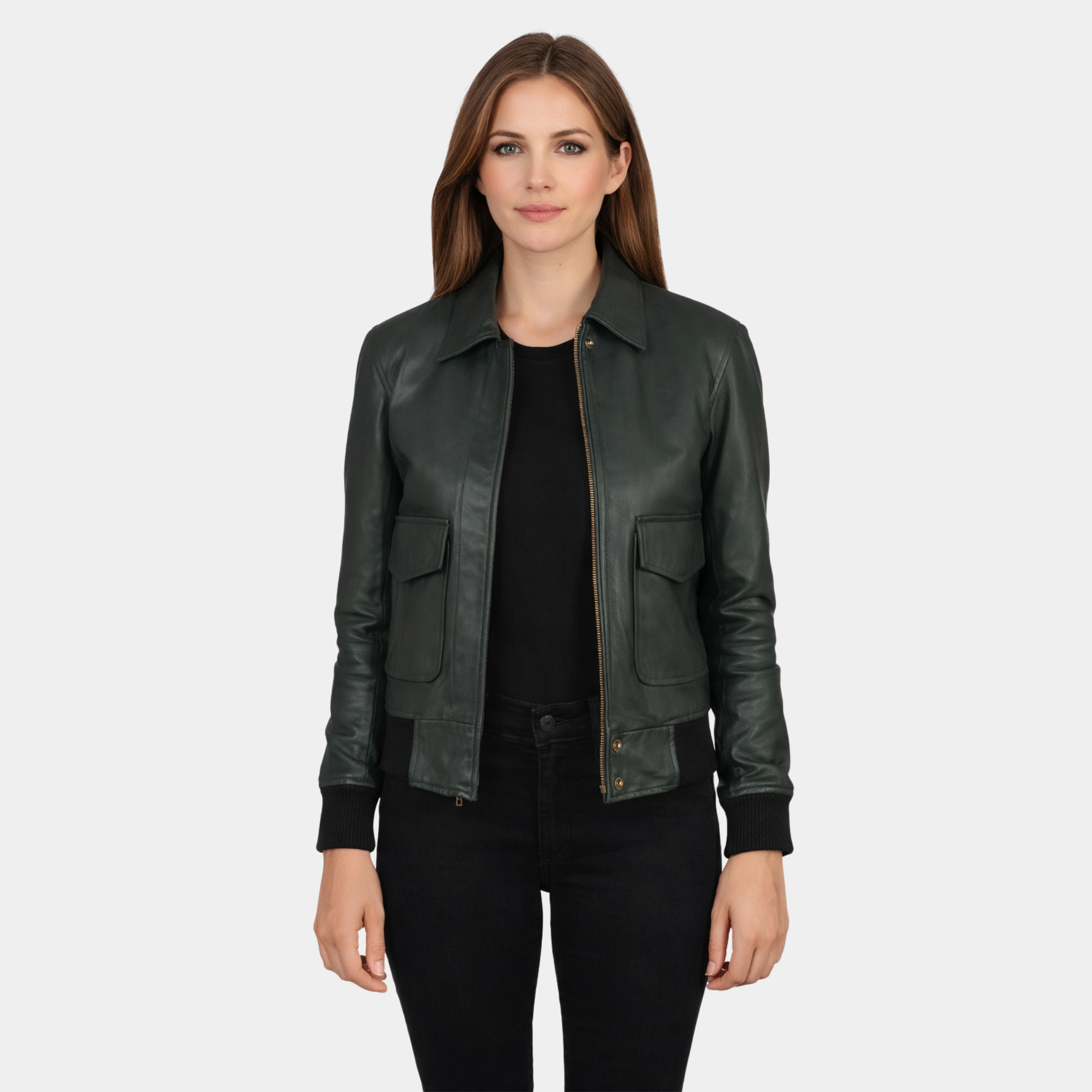 Westa A-2 Green Leather Bomber Jacket
