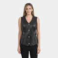 Womenâs Black Snap Front Vest