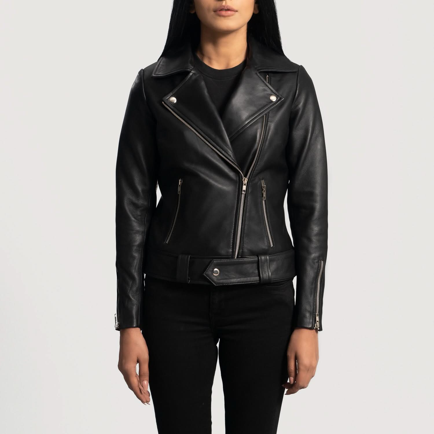 Rumy Black Leather Biker Jacket