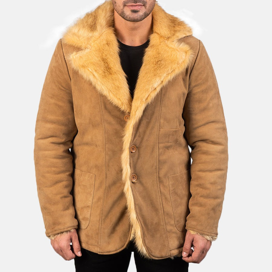 Furlong Beige Suede Leather Coat