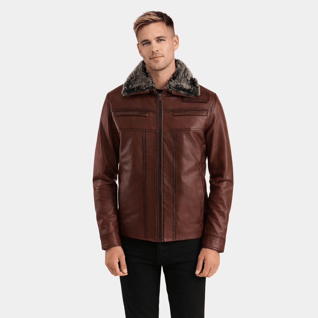 Evan Hart Fur Brown Leather Jacket