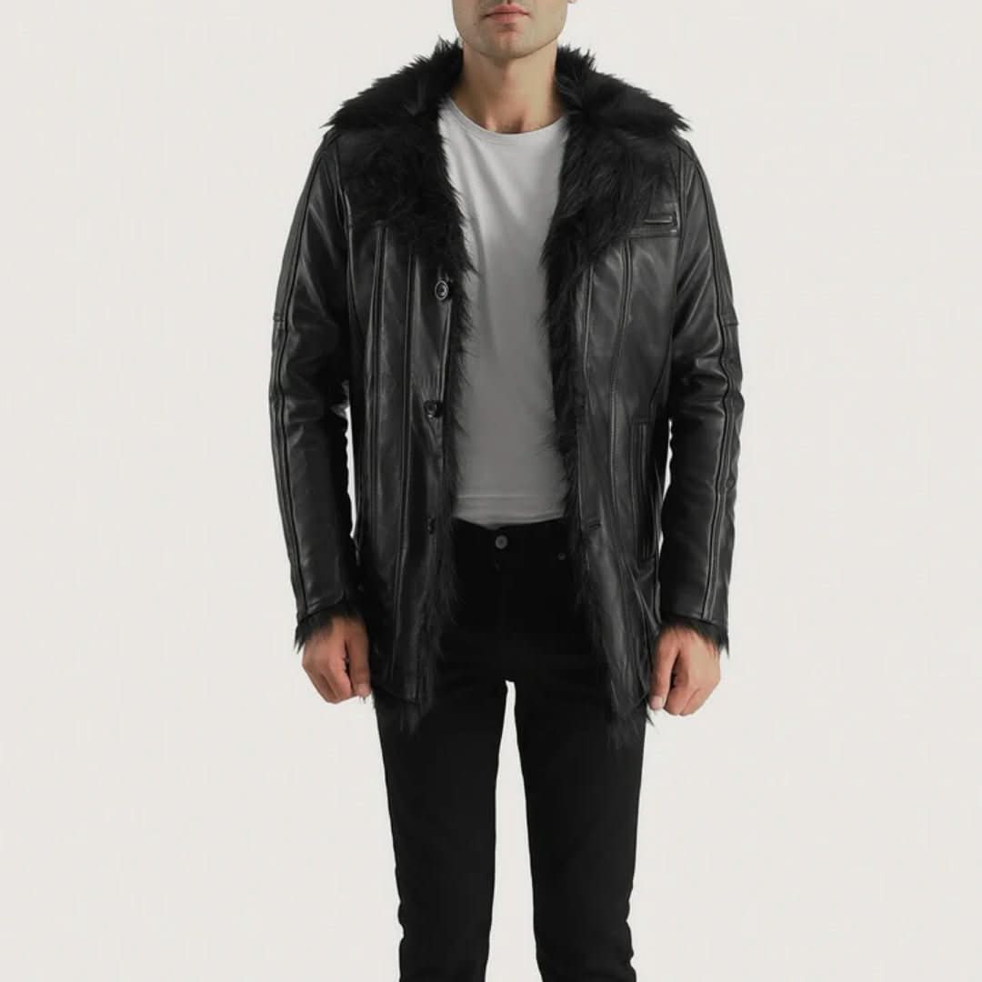 Fircliff Black Leather Coat