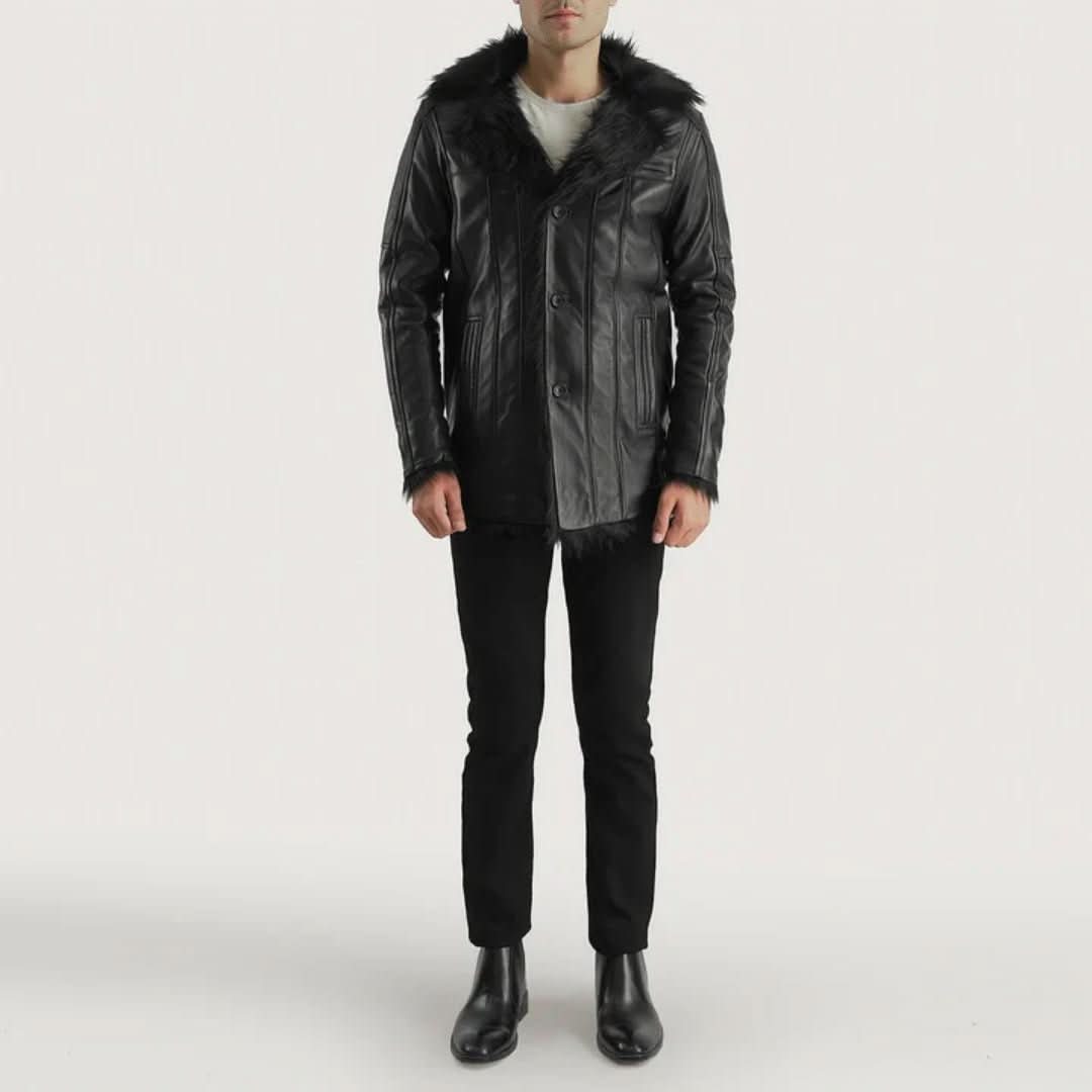 Fircliff Black Leather Coat