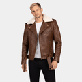 Furton Brown Leather Biker Jacket