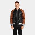 Walton Black & Brown Leather Varsity Jacket